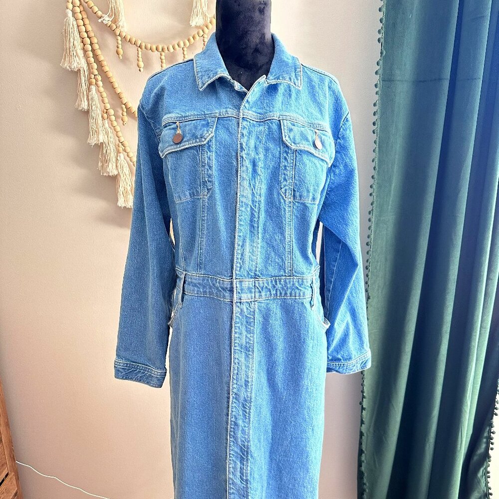 Universal Thread Women's Long Sleeve Denim Shirt Maxi Dress